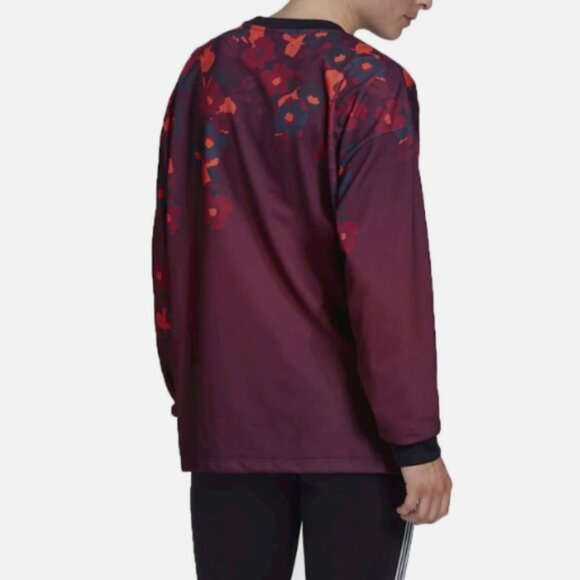 Adidas x HER Studio London Floral Burgundy Red Trefoil Women's XS Sweatshirt - Picture 2 of 8